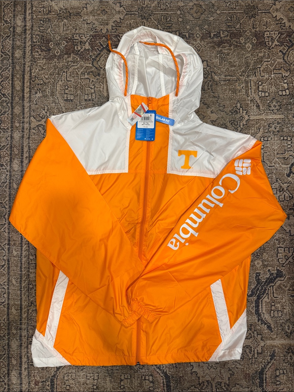 Columbia University of Tennessee Orange & White Hooded windbreaker